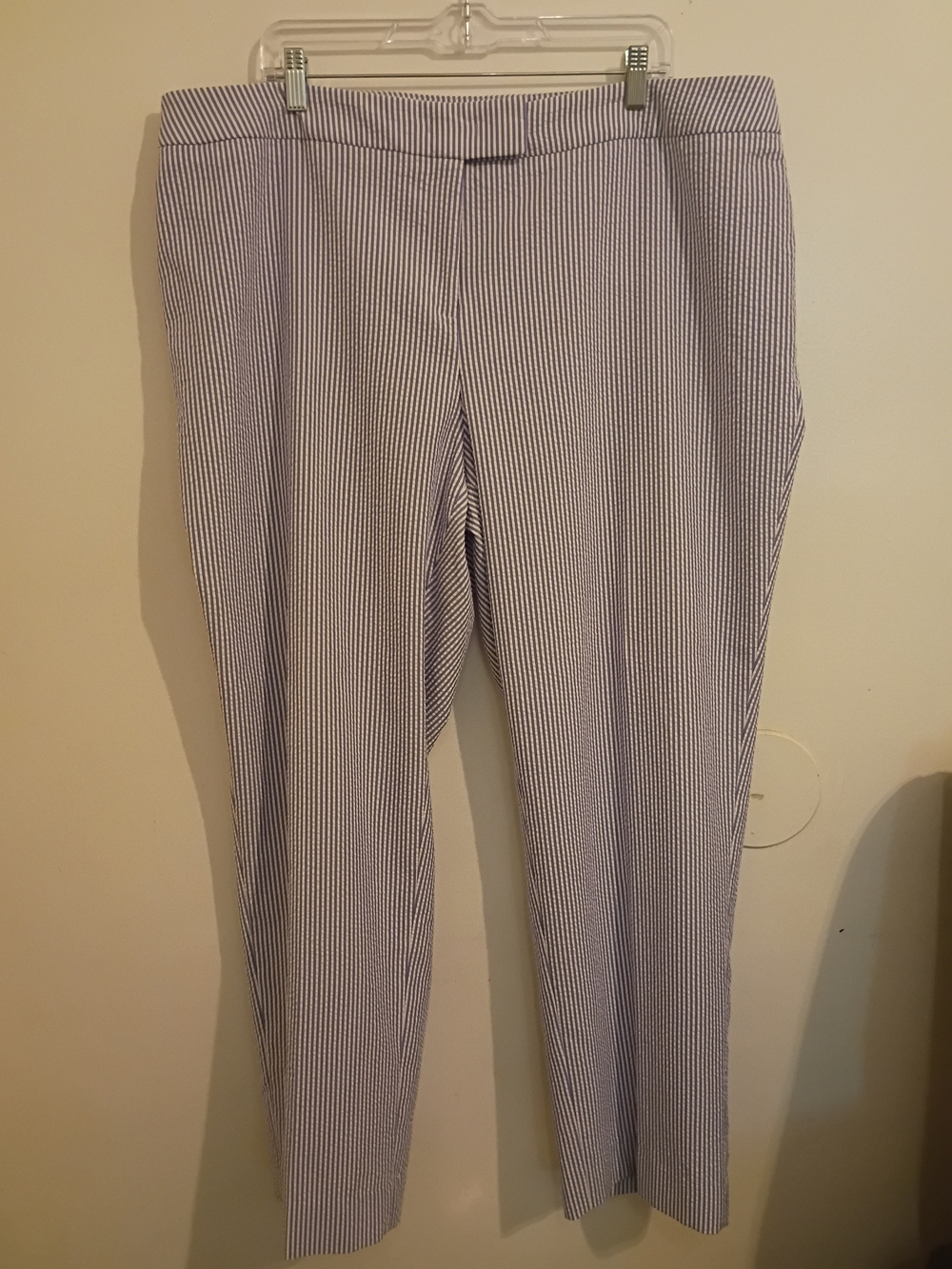 Women's Striped Lavender and White Seersucker Pants Sz 20W NWOT